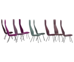 Bla Station Poppe high-back lounge chairs with fully upholstered seats and elongated backrests in assorted colours.