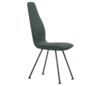 Bla Station Poppe lounge chair, front-right view with fully upholstered dark seat and slim metal legs.