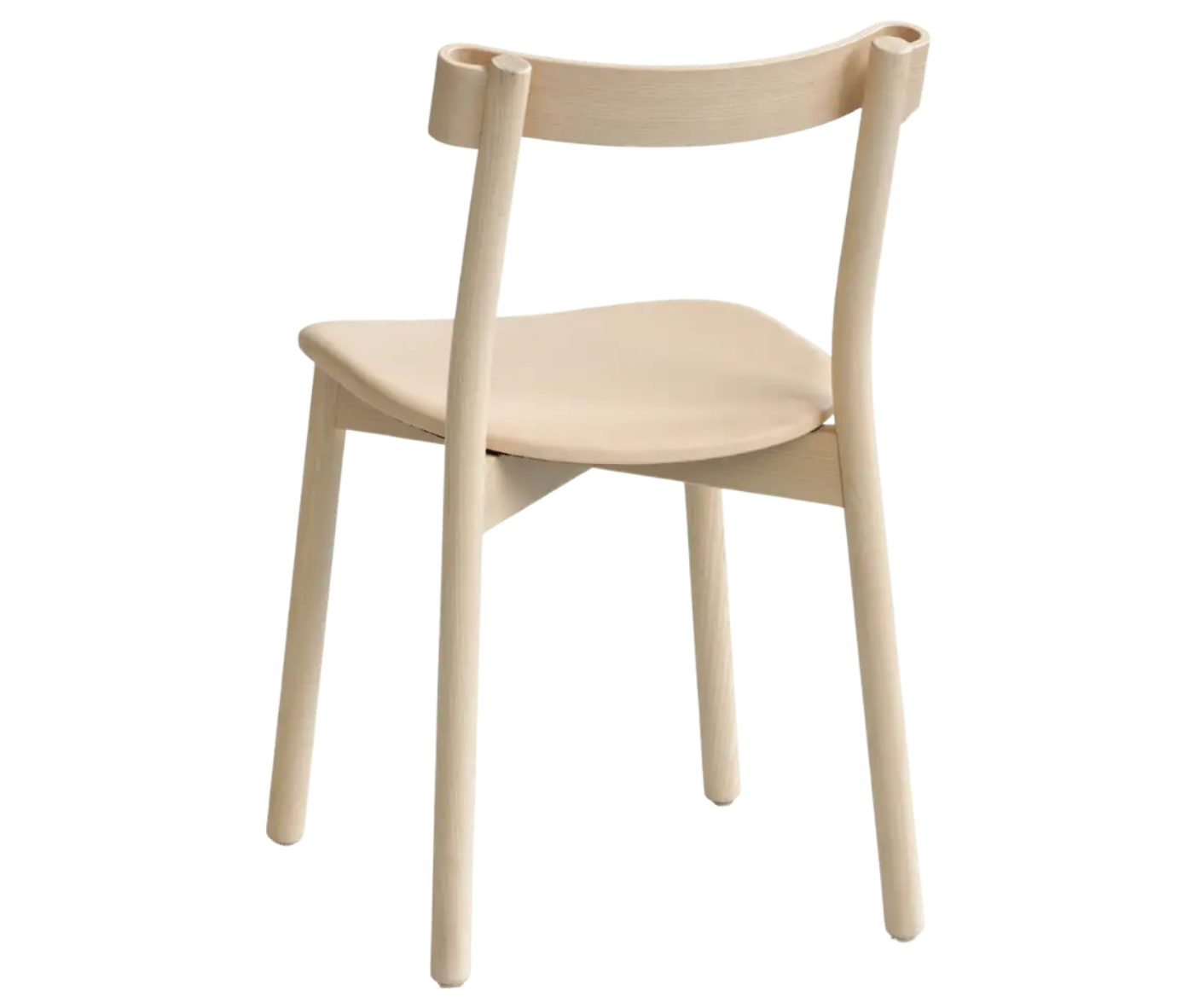 Bla Station Still Life chair, angled back view in natural timber with an upholstered seat.