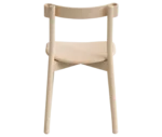 Bla Station Still Life chair, back view in natural timber with an upholstered seat.
