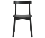 Bla Station Still Life chair, front view in dark timber with an upholstered seat.