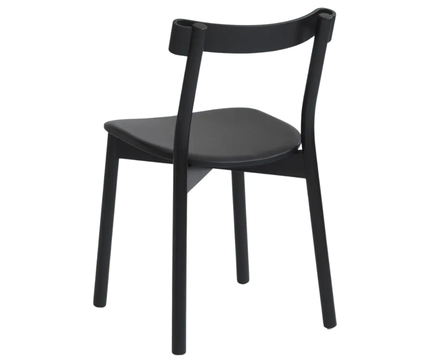 Bla Station Still Life chair, angled back view in dark timber with an upholstered seat.