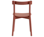 Bla Station Still Life chair, back view in terracotta timber with a curved backrest and slim legs.