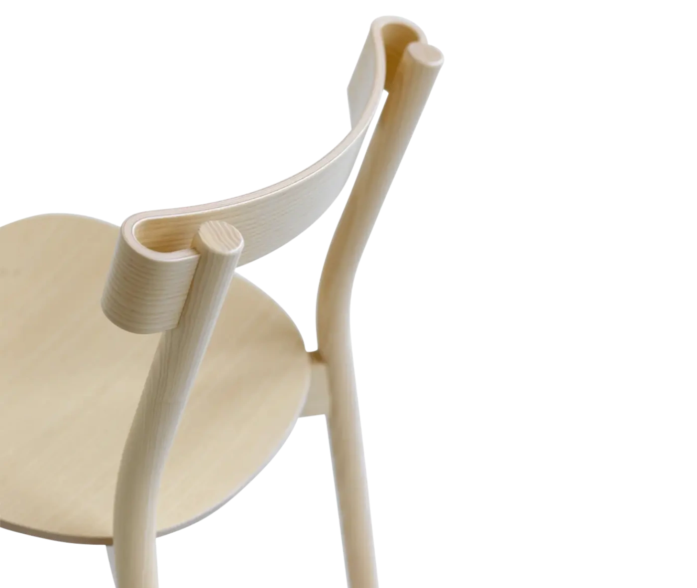 Bla Station Still Life chair, half close-up view in solid natural timber.