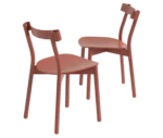 Bla Station Still Life chairs in terracotta finish with all timber material, curved backrest and slim legs.