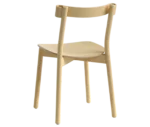 Bla Station Still Life chair, back view in natural timber with curved backrest and tapered legs.