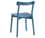 Bla Station Still Life chair, angled back-left view in light blue timber with a curved backrest and slim legs.