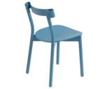 Bla Station Still Life chair, angled back-right view in light blue timber with a curved backrest and slim legs.