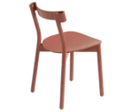 Bla Station Still Life chair, angled back-right view in terracotta timber with a curved backrest and slim legs.