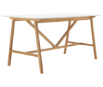 Boss Design Agent High table, angled front-left view, white tabletop with wooden frame.