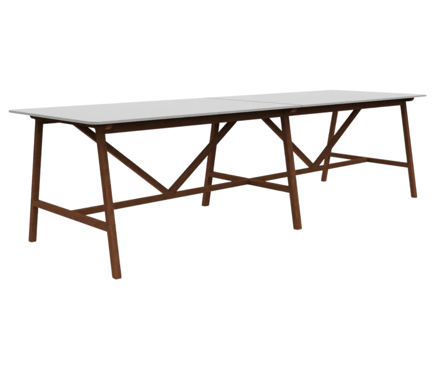 Boss Design Agent High table, angled front-left view, extended version, white tabletop with dark wooden frame.