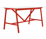 Boss Design Agent High table, angled front-left view, white tabletop with red frame.
