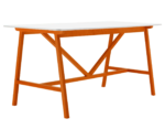 Boss Design Agent High table, angled front-left view, white tabletop with orange frame.