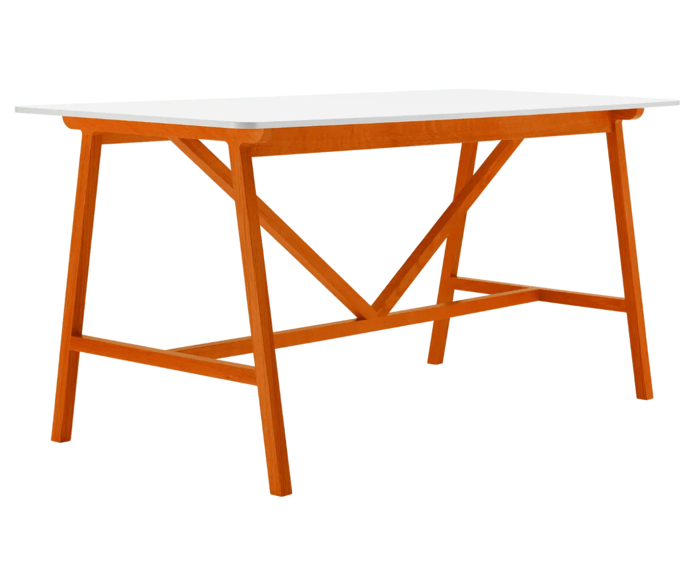 Boss Design Agent High table, angled front-left view, white tabletop with orange frame.