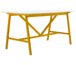 Boss Design Agent High table, angled front-left view, white tabletop with yellow frame.