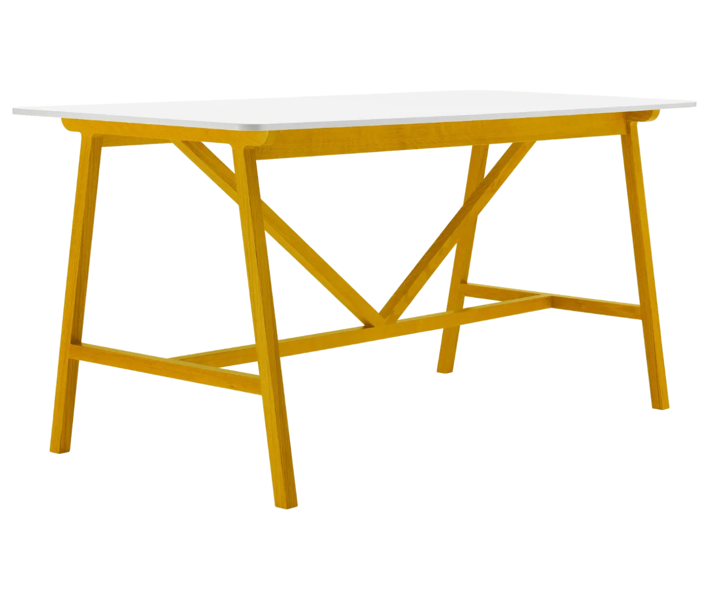 Boss Design Agent High table, angled front-left view, white tabletop with yellow frame.