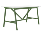 Boss Design Agent High table, angled front-left view, white tabletop with green frame.