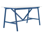 Boss Design Agent High table, angled front-left view, white tabletop with bue frame.