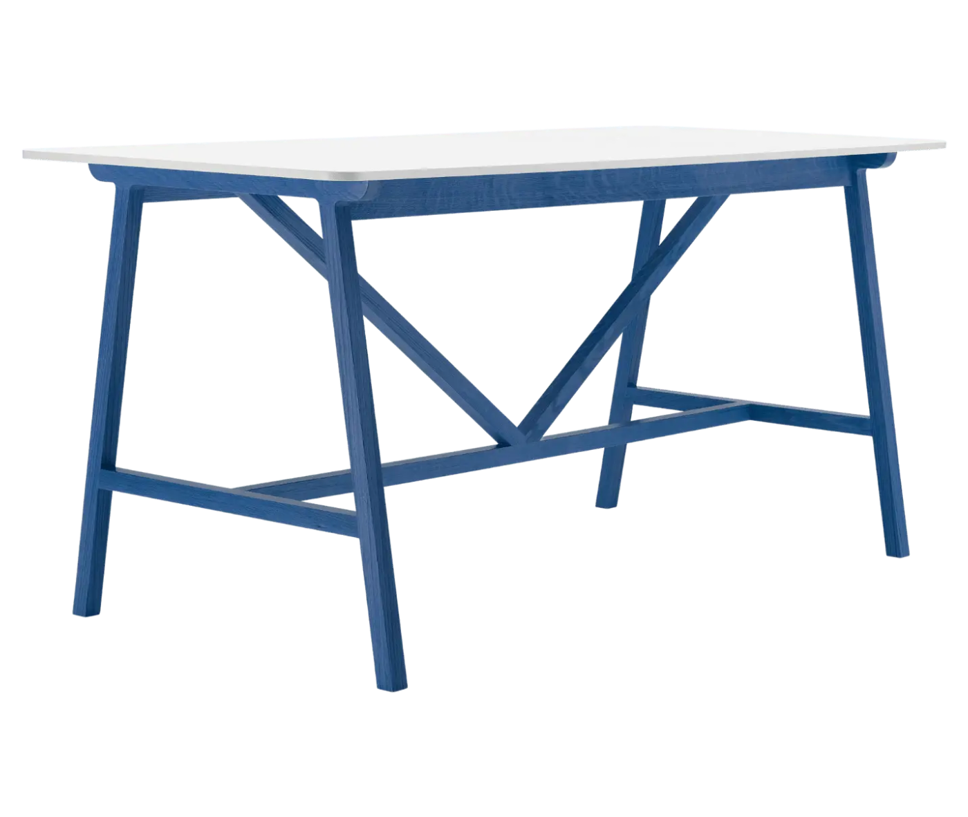 Boss Design Agent High table, angled front-left view, white tabletop with bue frame.