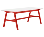 Boss Design Agent Low table, shown in front-left view, white tabletop and red frame.