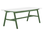 Boss Design Agent Low table, shown in front-left view, white tabletop and green frame.
