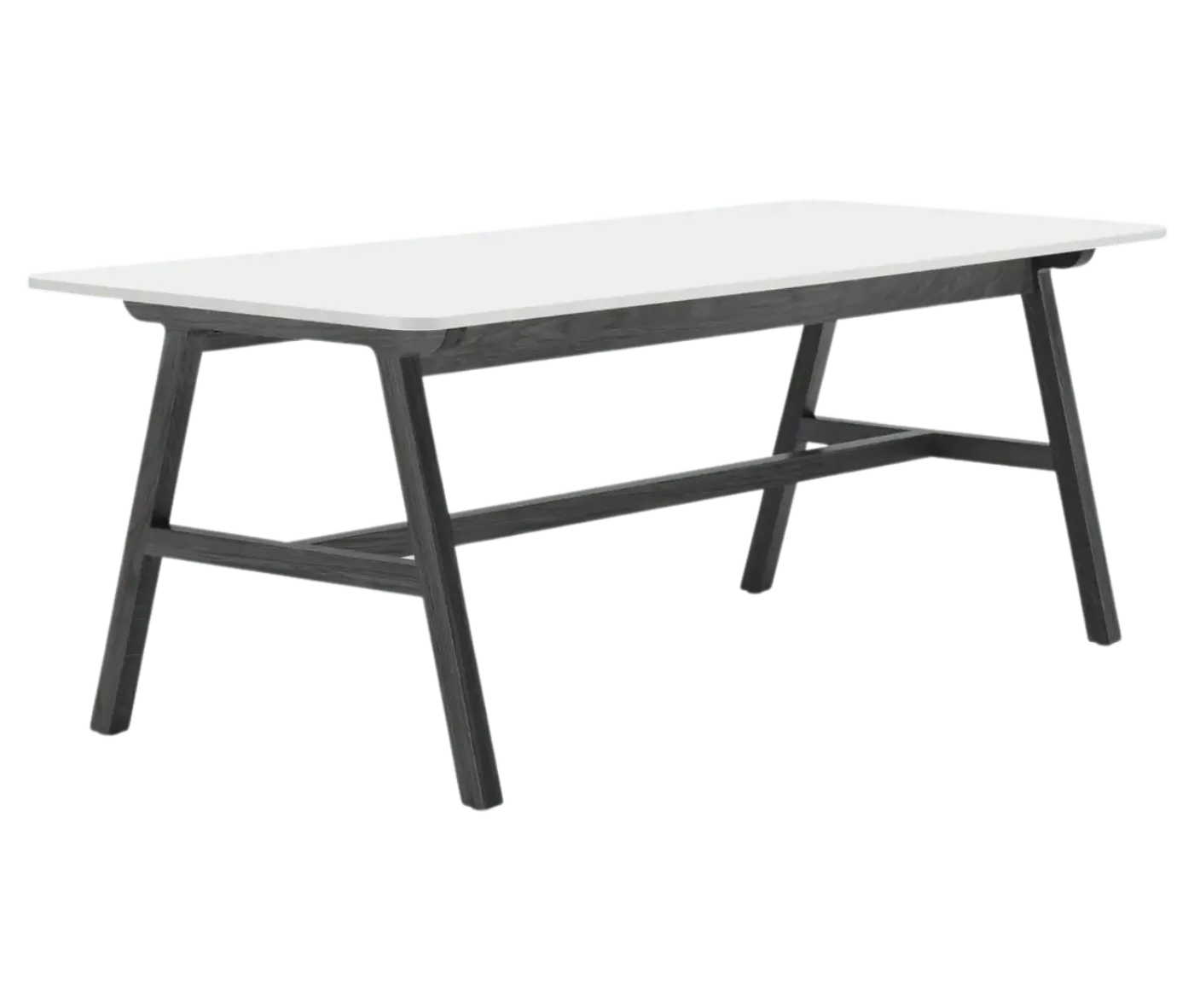 Boss Design Agent Low table, shown in front-left view, white tabletop and black frame.