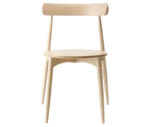 Cizeta Frisbee 2431 hospitality chair shown in front view, light ash timber frame, round seat, and circular backrest.
