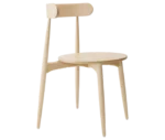 Cizeta Frisbee 2431 hospitality chair shown in front-right view, light timber frame, round seat, and circular backrest.