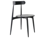 Cizeta Frisbee 2431 hospitality chair shown in front-right, black timber frame, round seat and circular backrest.