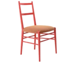 Cizeta Alpha 2521 hospitality chair shown in front-right view with a red timber frame, ladder-back backrest, and red upholstered seat.