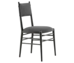 Cizeta Alpha 2522 hospitality chair shown in front-right view with a black timber frame and upholstered seat and backrest.