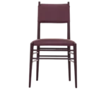 Cizeta Alpha 2522 hospitality chair shown in front view with a burgundy timber frame and upholstered seat and backrest.
