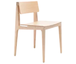 Cizeta Derby 2601 hospitality chair shown in front-right view, crafted entirely from light ash timber with a straight rectangular backrest.
