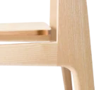 Close-up of the Cizeta Derby 2601 hospitality chair showing the light ash timber seat and frame.