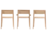 Cizeta Derby 2601 hospitality chairs shown lined up side by side with light ash timber frames.