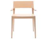 Cizeta Derby 2601 hospitality chair shown from the front, frame crafted from solid timber with armrest.