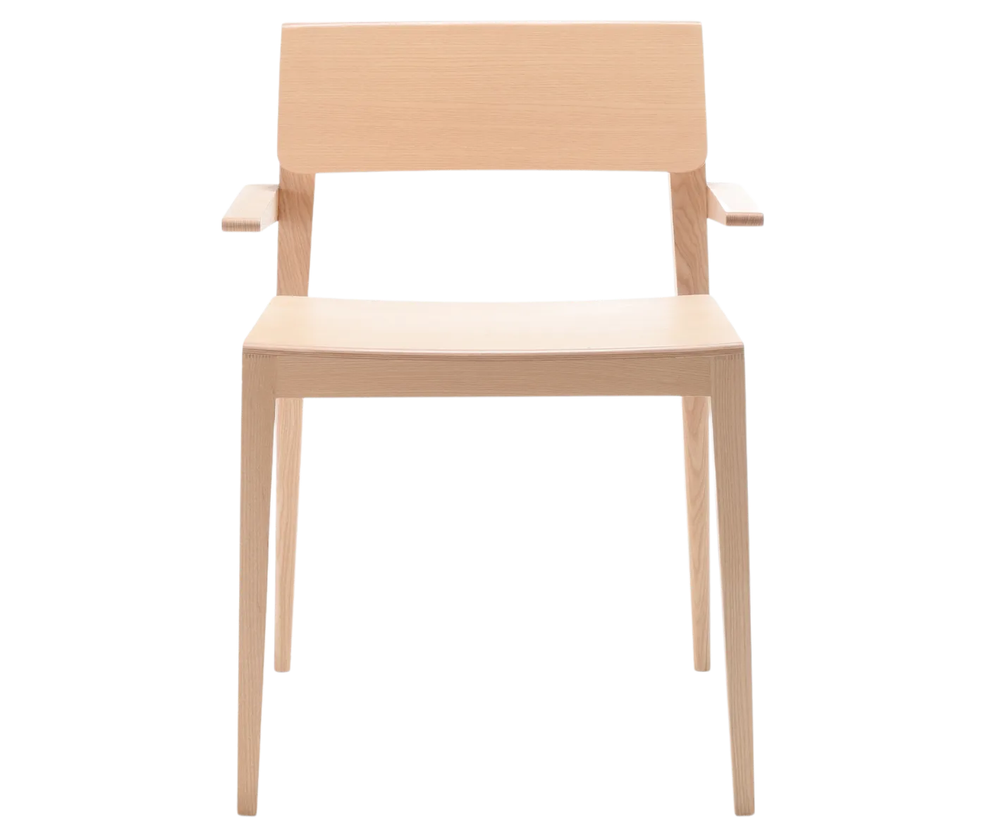 Cizeta Derby 2601 hospitality chair shown from the front, frame crafted from solid timber with armrest.
