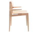 Cizeta Derby 2601 hospitality chair shown from right-side view, frame crafted from solid timber with armrest.