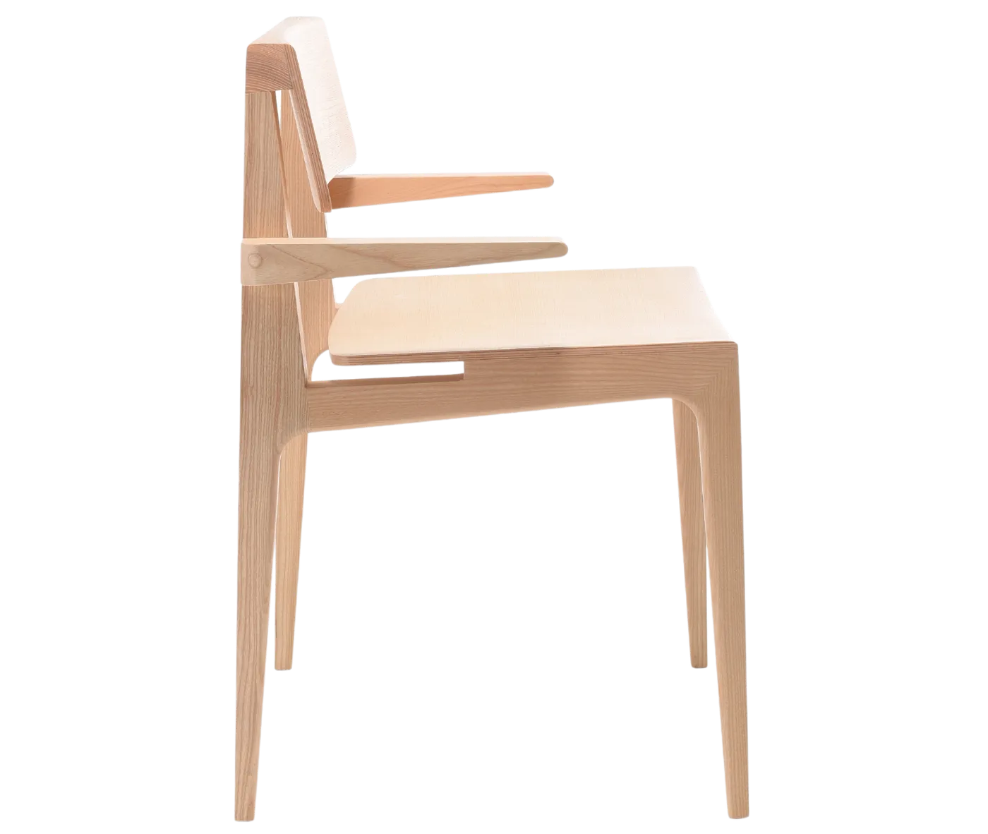 Cizeta Derby 2601 hospitality chair shown from right-side view, frame crafted from solid timber with armrest.