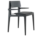 Cizeta Derby 2601 hospitality chair shown from front-right view, black timber frame and upholstered seat.
