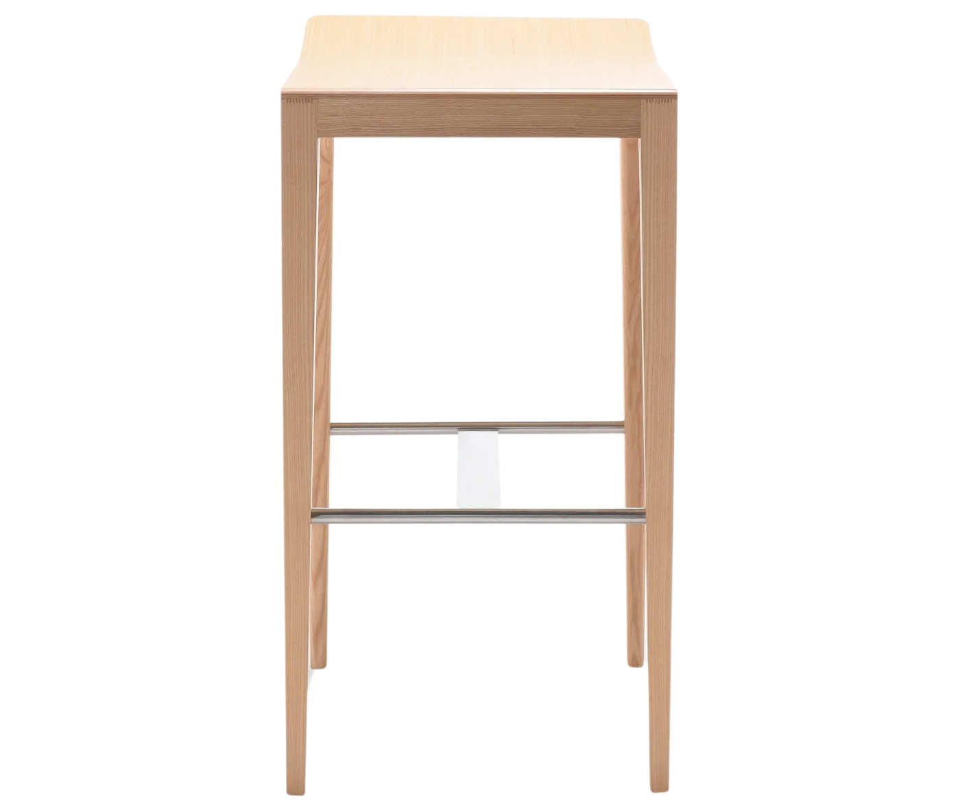 Cizeta Derby 2603 stool shown from the back with a light ash timber frame and a metal footrest.