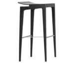 Cizeta Derby 2603 stool shown in front-left view, black timber frame, curved seat, and metal footrest.