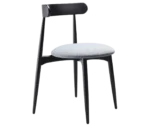 Cizeta Frisbee 2431 hospitality chair shown in front-right view, black timber frame round upholstered seat.