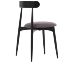 Cizeta Frisbee 2431 hospitality chair shown back-right view, black timber frame round upholstered seat.
