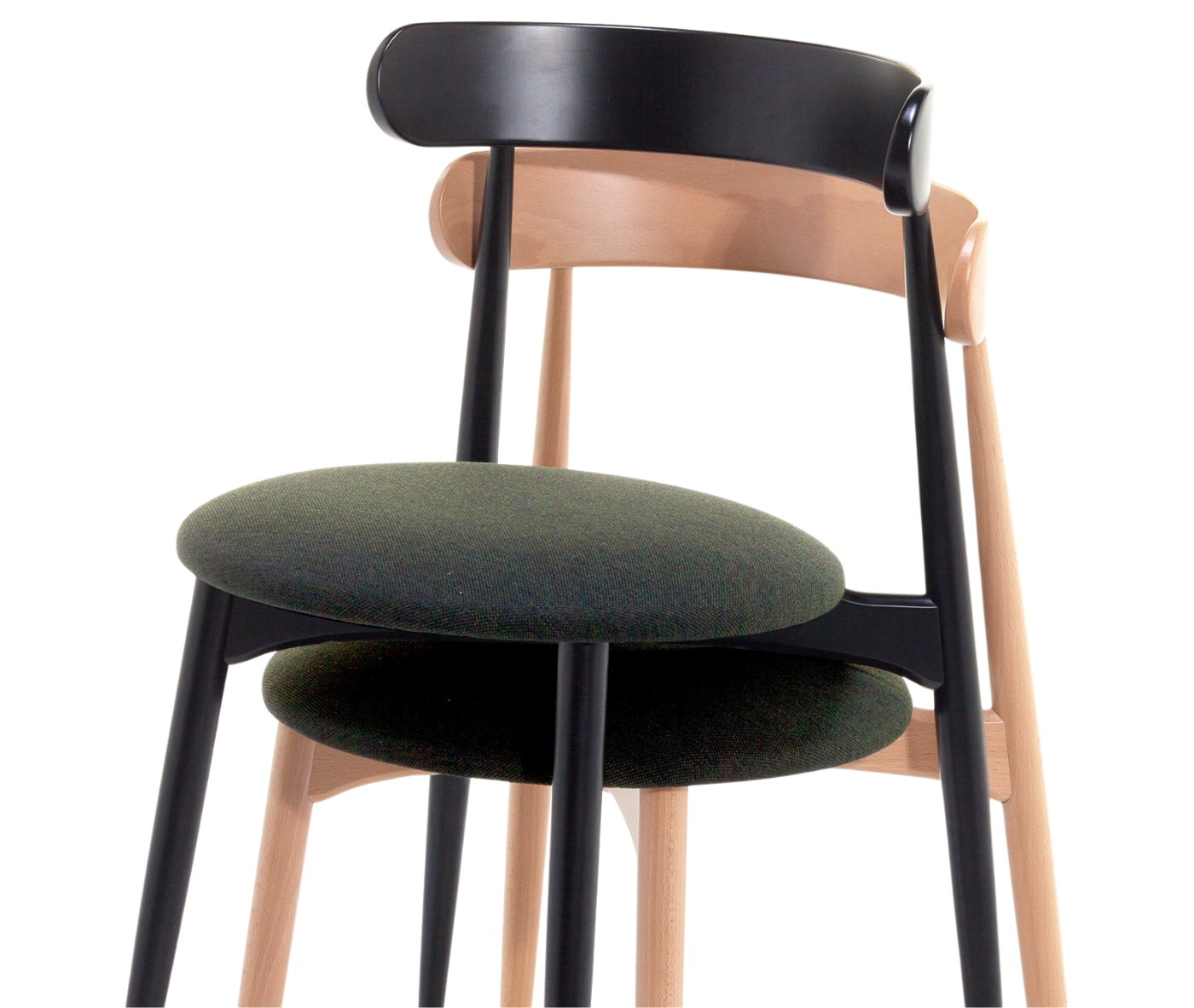Close-up of Cizeta Frisbee 2431 chairs stacked together.