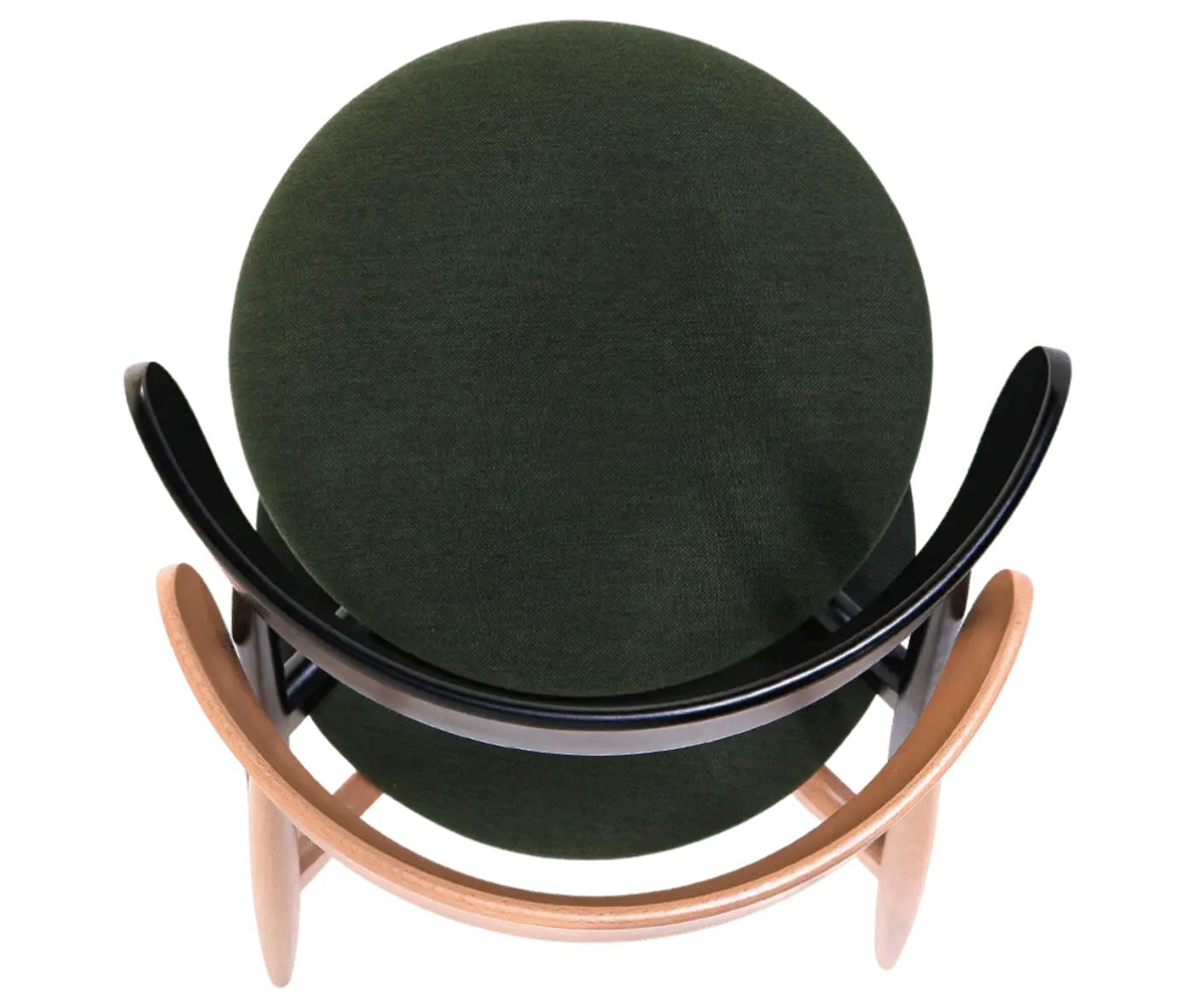 Top view of stacked Cizeta Frisbee 2431 coloured upholstered seats and circular backrests.