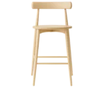 Cizeta Frisbee 2432 hospitality stool shown front view, round seat circular backrest all timber.