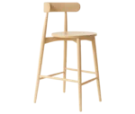 Cizeta Frisbee 2432 hospitality stool shown front-right view, round seat circular backrest all timber.