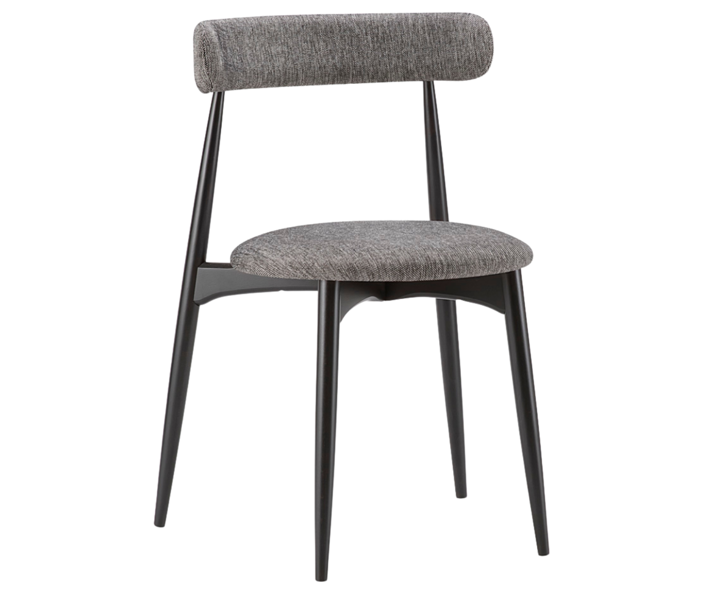Cizeta Frisbee 2433 hospitality chair in front-right view, timber frame, upholstered seat and backrest.