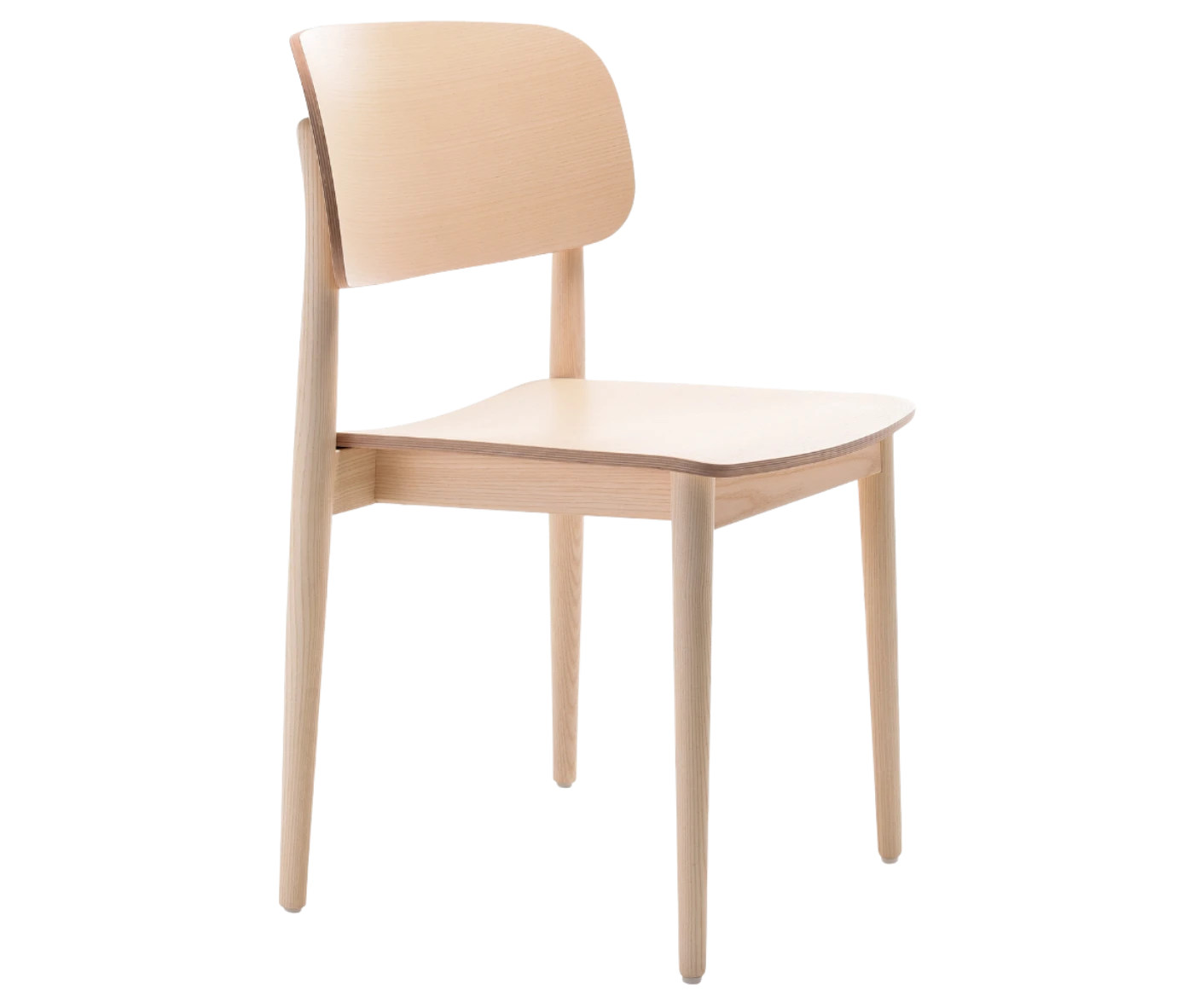 Cizeta Grado 2541 hospitality chair in front-right view light timber frame and rounded-rectangle backrest.
